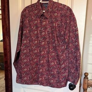 Paul Fredrick Burgundy Long Sleeve Paisley Shirt.    In Excellent Condition.Nice